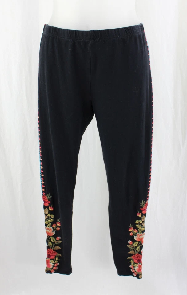Leggings para mujer Johnny Was negro naranja estampado bordado múltiple algodón M Foto 1 de 4