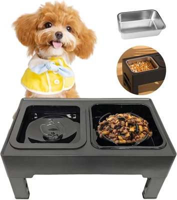 Ciotola Rialzata Regolabile per Cani Con Antivoracità & Acciaio Inox, Ciotola D’ - Immagine 1 di 4