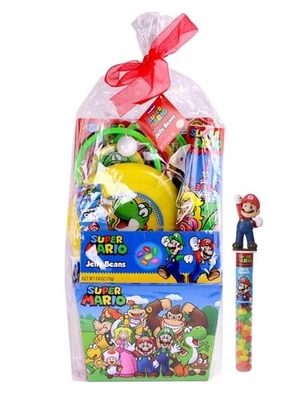 Mario Prefilled Gift Basket with Toys, Jelly Beans Candy and Bonus Mario Tube... - Image 1 of 4