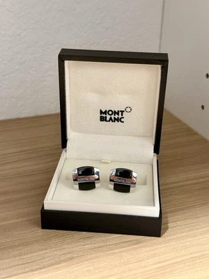 Montblanc Onyx SV925 Gemelos Negro Plata Logo Para hombres Accesorios Traje Negocios Foto 1 de 4