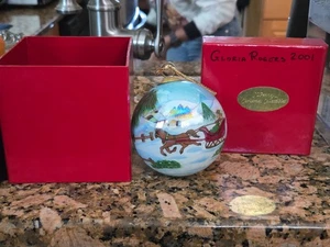 Christmas Collection Glaskugel Ornament Schlittenfahrt Winterszene 1999 JC Penney - Bild 1 von 4