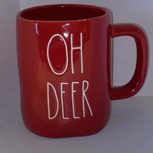 Rae Dunn "Oh Deer" Christmas Mug Red Artisan Collection by Magenta - Picture 1 of 5