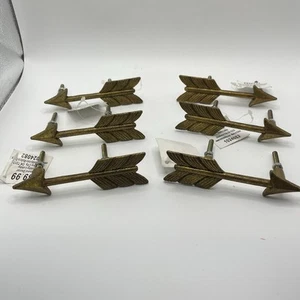6er Set Pfeil Schubladengriffe Messing 4,75 Zoll passt 2,5 Zoll Schubladenlöcher - Bild 1 von 5