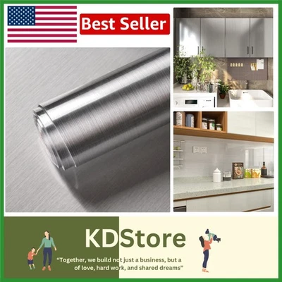 Moderno papel tapiz de contacto plateado de acero inoxidable para cocina y electrodomésticos Foto 1 de 4