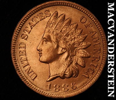 1886 Indian Head Cent - Type 2 - Red  Choice Gem Brilliant Unc++++  #H6685 - Image 1 of 2