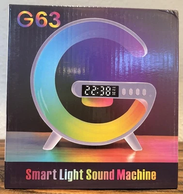 Smart Wireless Charger w/ Alarm Clock Night Light Lamp Bluetooth Speaker RGB - Image 1 of 4