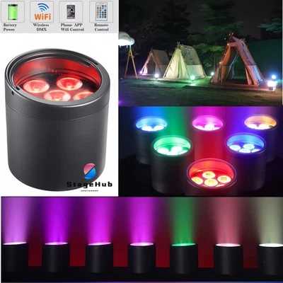 New 6x18w RGBWAUV Outdoor Led Par Stage Light DMX Wireless Battery DMX Uplights - Image 1 of 4