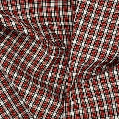Tela de algodón a cuadros tartán rojo por yarda: cuadros a pequeña escala 58 pulgadas de ancho Foto 1 de 4
