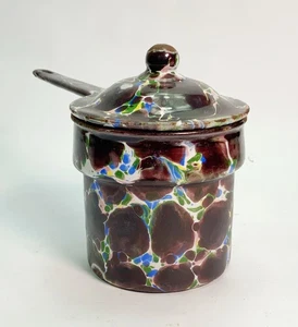 Insolito colore granito ware marrone verde blu bianco vortice salsa pentola smalto. - Foto 1 di 7