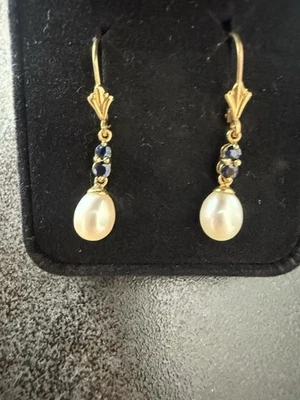 Schöne Ohrringe 585 Gold mit Perle Gelbgold 14K - Bild 1 von 3