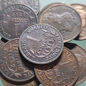 LOT 5 X 1 CENTIME 1912 DUPUIS FRANCE - Picture 1 of 1