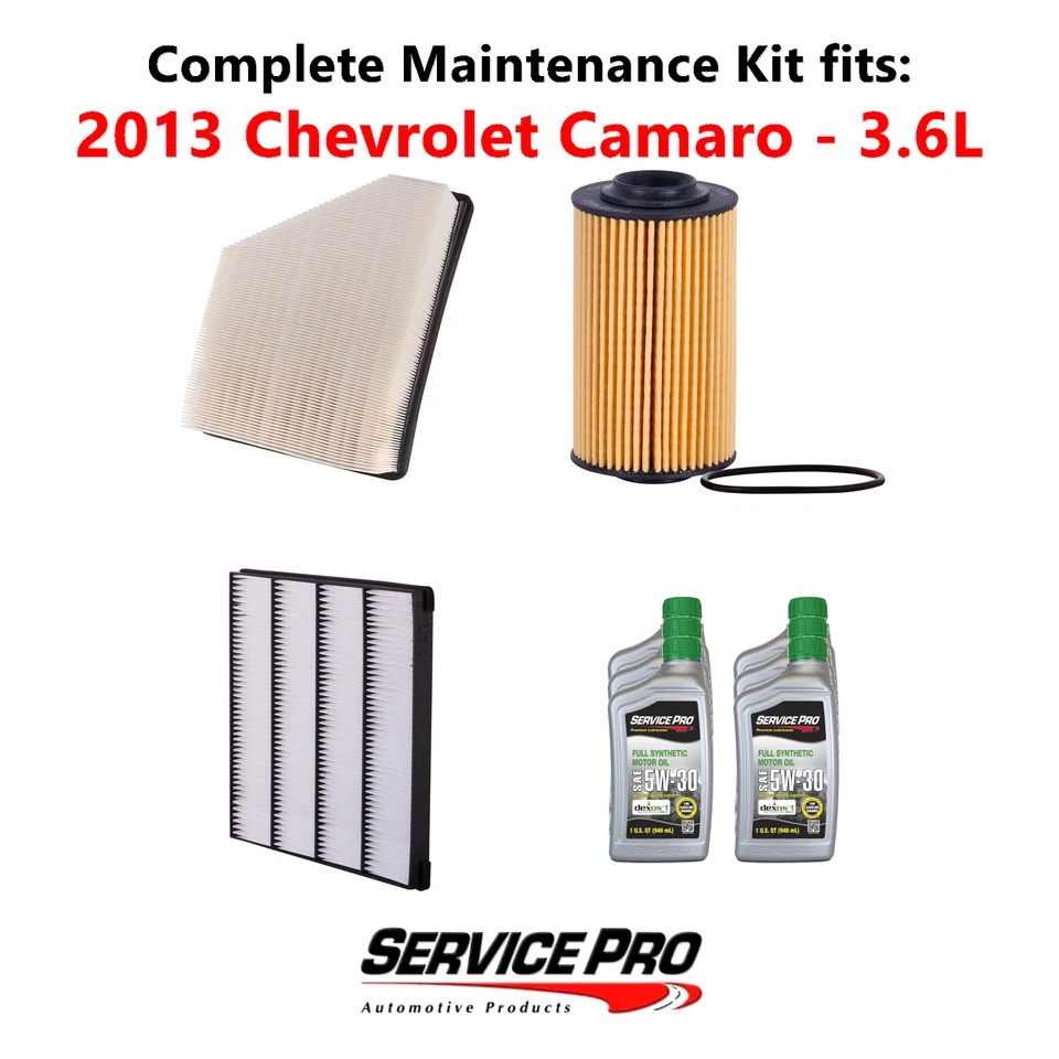 2013 Chevrolet Camaro 3.6L Complete Oil, Air & Cabin Filter Kit (5W-30) Foto 1 de 4