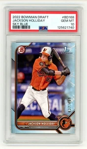 PSA 10 2022 Bowman Draft Jackson Holliday Sky Blue 1st Card # BD-168 SP 437/499 - Picture 1 of 2