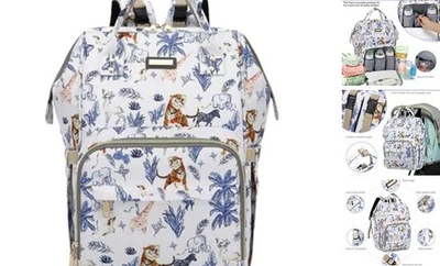 Mochila Bolsa de Pañales, Bolsas de Pañales para Bebés Niñas Niños, Baby Animal World Blanco Foto 1 de 4