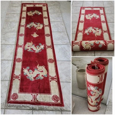 Alfombra Art Deco RARA DE COLECCIÓN ¿Artista Walter Nichols? Corredor de lana tejido a mano anterior a 1960 WOW Foto 1 de 4