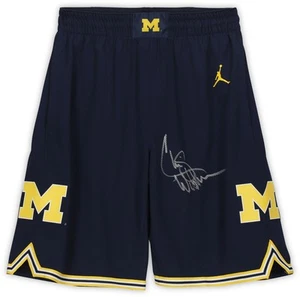 Chris Webber Michigan Wolverines Signed Jordan Brand Navy Basketball Shorts - Picture 1 of 3