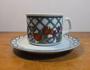 Dansk Nordic Garden Floral Lattice Portugal Cup and Saucer Set - Picture 1 of 11