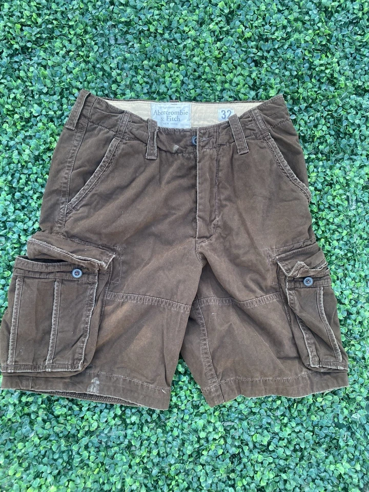 Vintage Abercrombie & Fitch Men's Cargo Shorts Size 32 Brown Distressed Cotton - Image 1 of 4