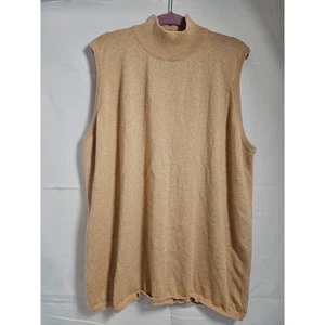 August Max Damen Gold Glitzer Ärmellos Top 3XL Shirt Gesmokt - Bild 1 von 15