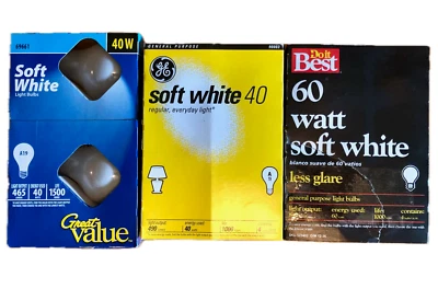 12PC GE Best & Great Value Light Bulbs 60W & 40W Soft White Old School (Not LED) - Image 1 of 4