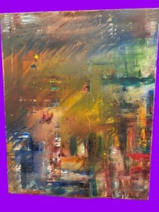 Original Painting Abstract Expressionist Oil On Canvas 2016 NYC Cityscape 24x30 - Picture 1 of 10