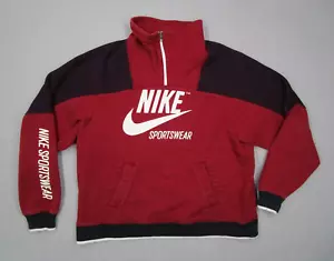 Nike Sportswear Jacket Womens Medium Red 1/4 Zip Archive Pullover Active Swoosh - Picture 1 of 9