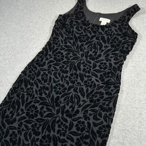 Express Maxi Dress Womens 3/4 Black Vintage 90's Velvet Burnout Floral Tank - Picture 1 of 6