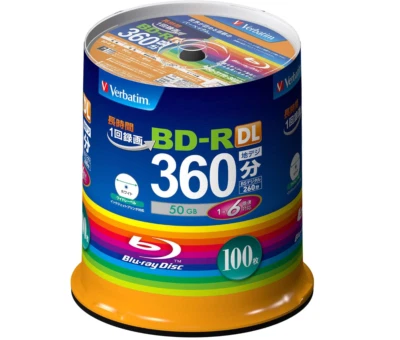 Verbatim VBR260RP100SV1 Blank Blu-ray BD-R DL 50GB 1-6x 100 discs New F/S - Image 1 of 4