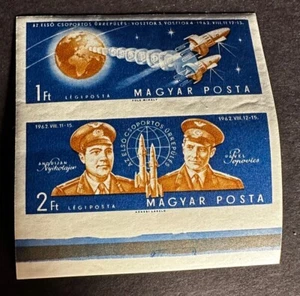 HUNGARY 1962 #C219-20 IMPERF SETENANT ROCKET ASTRONAUTS SPACE MNH -S16315-1 - Picture 1 of 1
