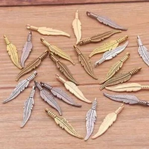 30 pezzi ciondoli piuma 6x31 mm ciondolo stile antico ciondolo creazione gioielli ciondoli - Foto 1 di 19