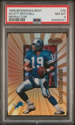 1998 Bowman's Best Refractors #76 Scott Mitchell /400 Detroit Lions  PSA 8! - Image 1 of 3