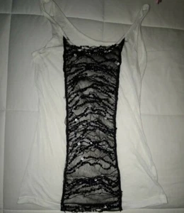 4 Thought ärmelloses Damen-Tanktop Pailletten durchsichtige Fäden Größe Medium Baumwollmischung - Bild 1 von 5