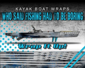 Chameleon 2 Blue American Flag 14ft KAYAK VINYL WRAP KIT GRAPHIC DECAL/STICKER - Picture 1 of 1