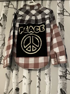 HoneyDipt by SnuggleBees Youth S Dip Bleach PEACE Theme w/Sewn On Appliqués - Picture 1 of 3