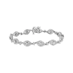 2.5 Carat Real Diamond Pear Shaped Bezel Link Bracelet in Sterling Silver - 7.5" - Picture 1 of 8