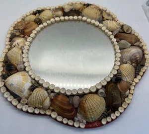 VTG Sea Shell Wall Hanging Mirror Seaside Beach Decor 8 3/4" By Nanco - Picture 1 of 5