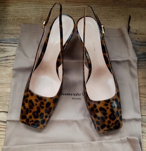 Gianvito Rossi Leopard Animal Print Lackleder Slingback Pumps Schuhe 39 Neu mit Karton - Bild 1 von 12