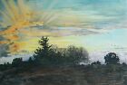 M MARONEY - 'An October Sunset' - Charcoal Landscape Study - Canada - Circa 1986