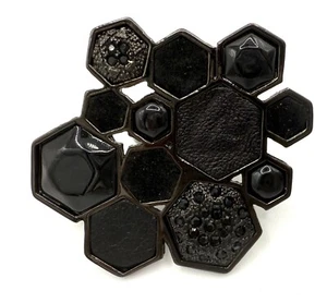 House of Harlow großer schwarzer Leder Waben Boho Ring - Bild 1 von 5