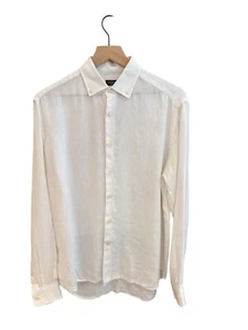 Soloio Weekend Mens White Long Sleeve Button-Up Shirt 15 3/4 40 100% Linen - Picture 1 of 9