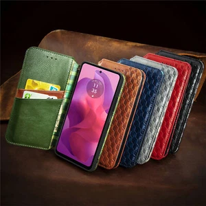 Magnetic Leather Wallet Cover Case For Motorola X40 Pro G23 G54 E22 G 5G G Play - Picture 1 of 18