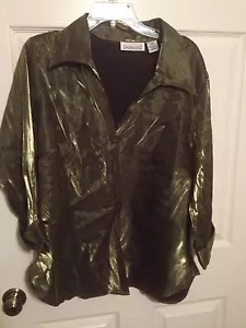 Red Hot Plus Verde Brillante Talla Grande 20 W Prenda superior abotonada para club - Imagen 1 de 3