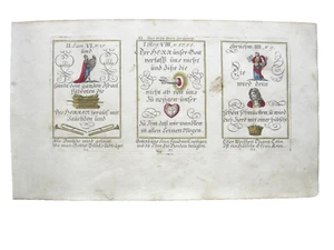 Alkolor geistl Emblemkupfer Bodenehr Posaunen jauchzen Hand Gottes Rebus 1699 - Picture 1 of 4