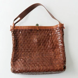 HENRY CUIR Mesh leather one shoulder bag/Brown Rare Has some scratches - Picture 1 of 9