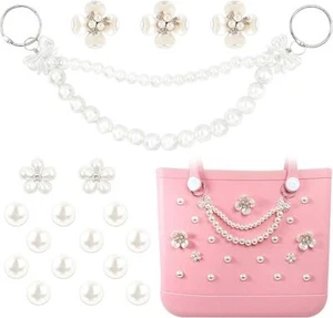 Dijes para Bolso Bogg Perlas Flores Arco Cadena Playa Bolso Accesorios (18 Piezas) - Imagen 1 de 1