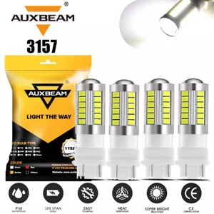 4 Stück AUXBEAM 3157 3156 3057 4157 LED Rückfahrbremse Blinker Glühbirne weiß - Bild 1 von 12