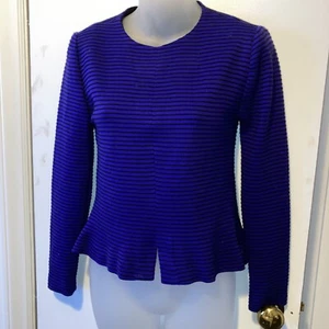 Camicia top casual Outline viola/nero a righe a maglia carriera casual taglia 4 ottime condizioni - Foto 1 di 12
