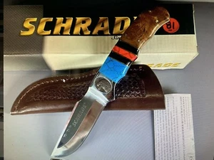 🔪Schrade SHD2TURDW Fixed Blade Knife Turquoise Ironwood NOS Never Used/Carried - Picture 1 of 16