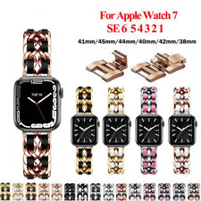 Stainless Steel Leather Watchband Fr Apple Watch Ultra 8 6 Chain Link Band Strap