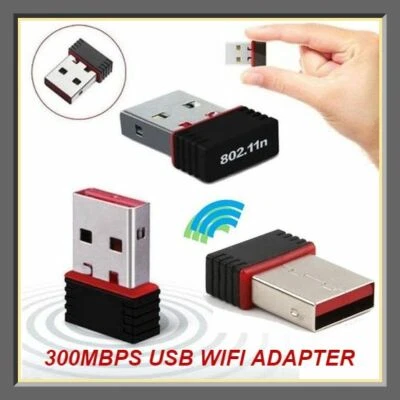 Fast Network Card Mini USB Dongle 300Mbps WiFi Adapter dongle for Laptop pc - Image 1 of 3